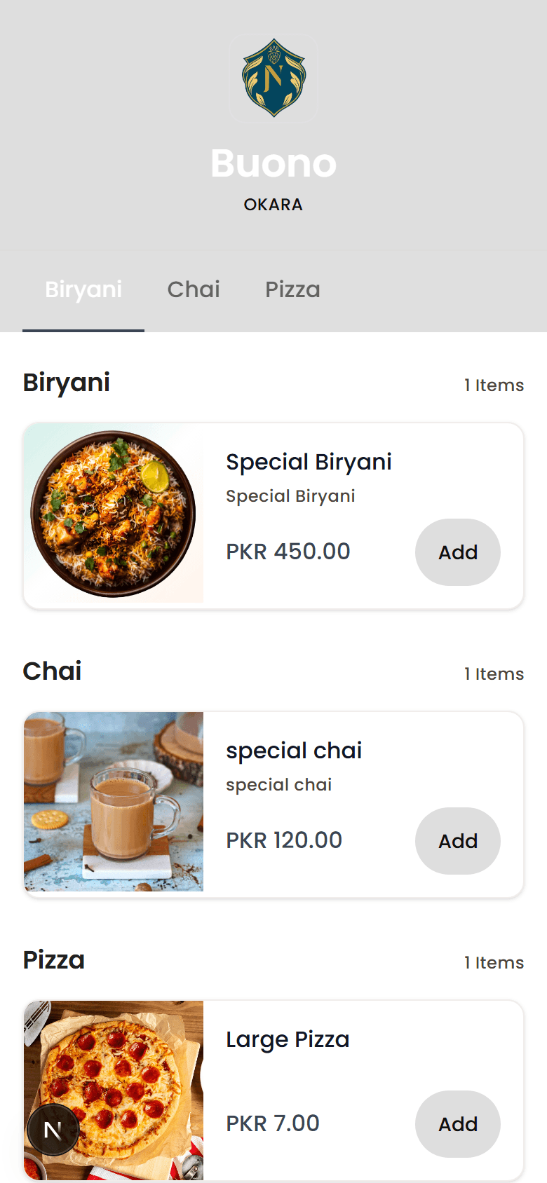 QR guest menu